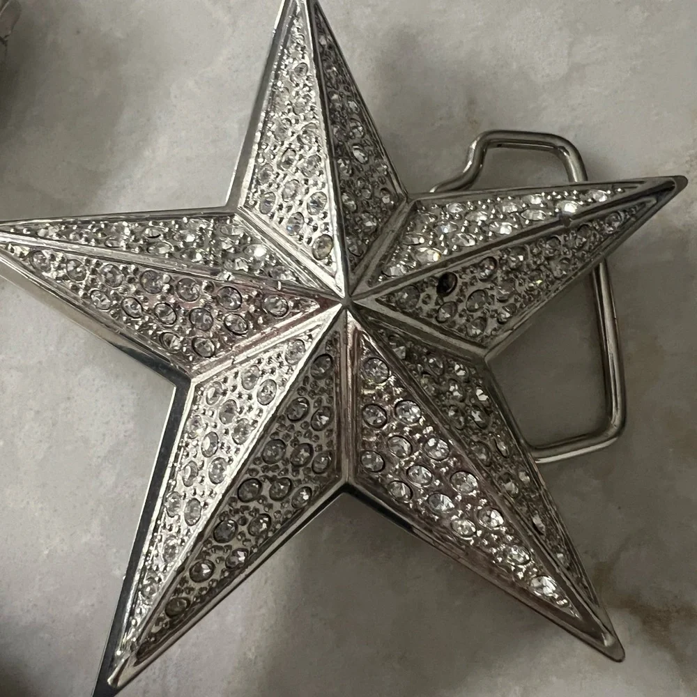 Silver Rhinestone Belt Buckles Set - Picture 4 of 6